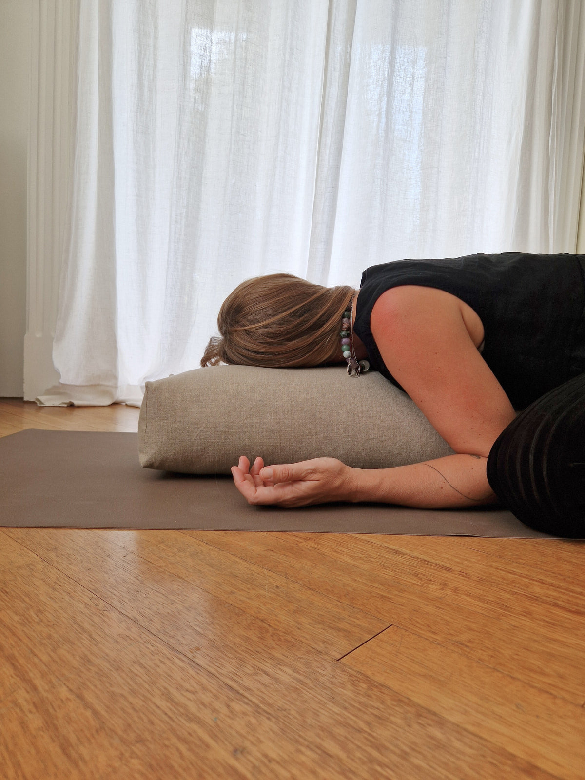 Yoga Bolster Rectangular – Linen Natural
