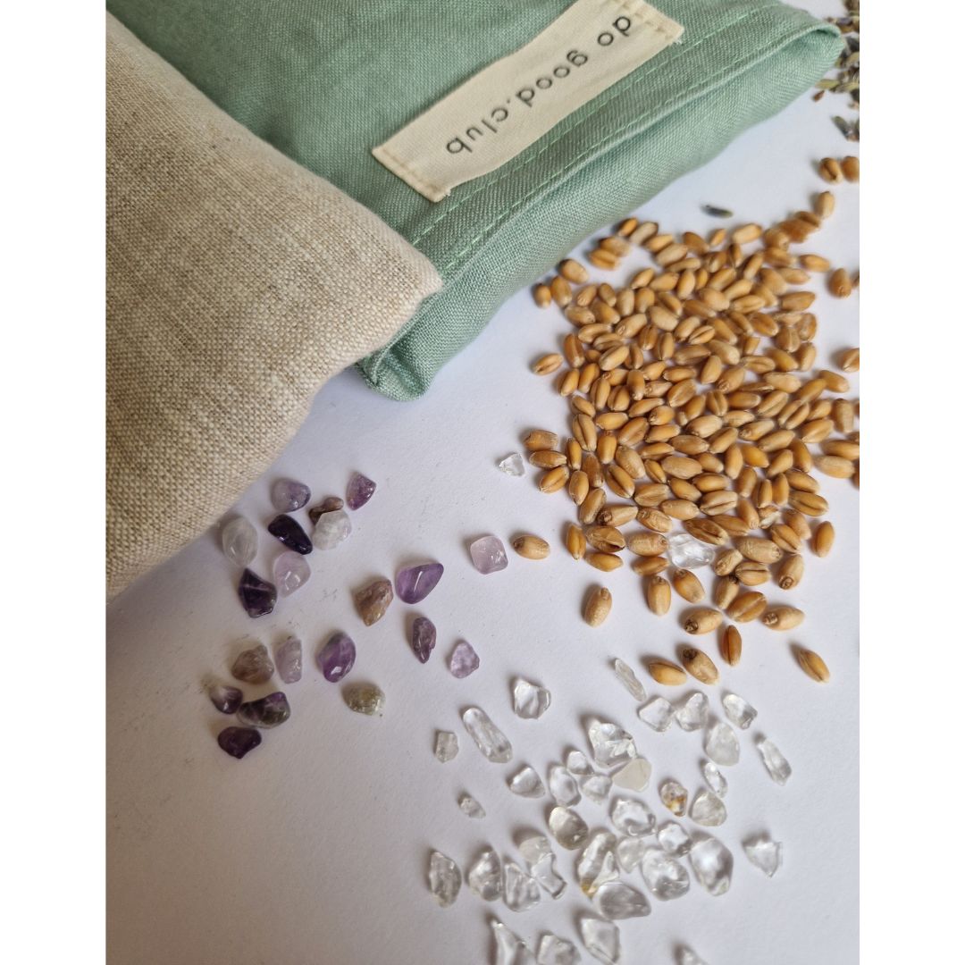 Coussin oculaire en lin avec lavande et pierres précieuses Naturel