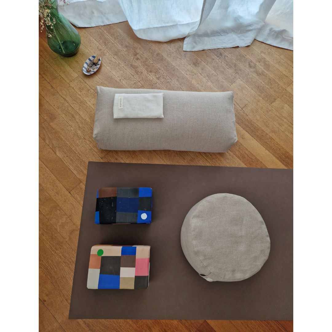 Coussin oculaire en lin avec lavande et pierres précieuses Naturel