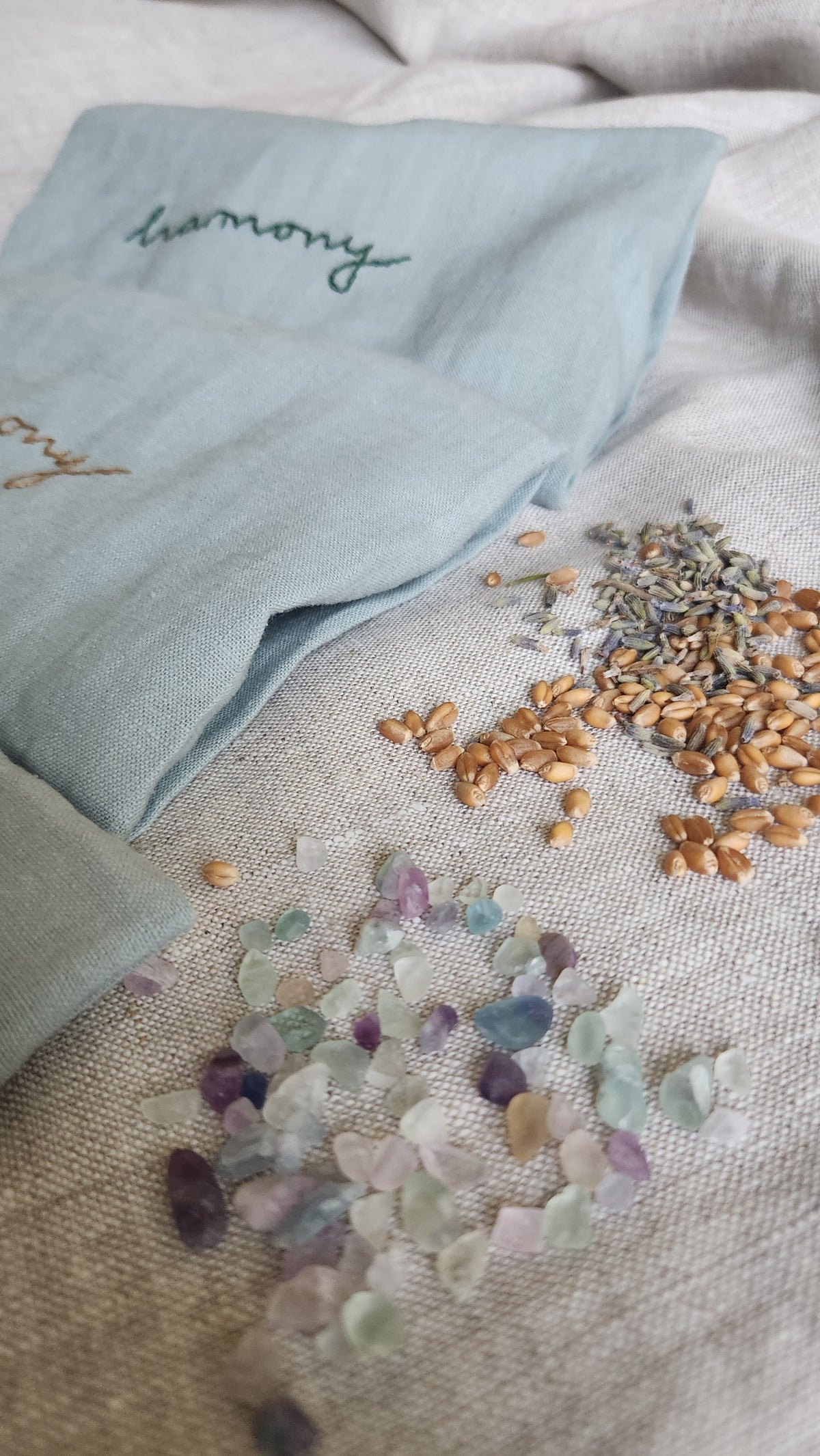 Linen Eye Pillow with Lavender & Rainbow Fluorite - Harmony