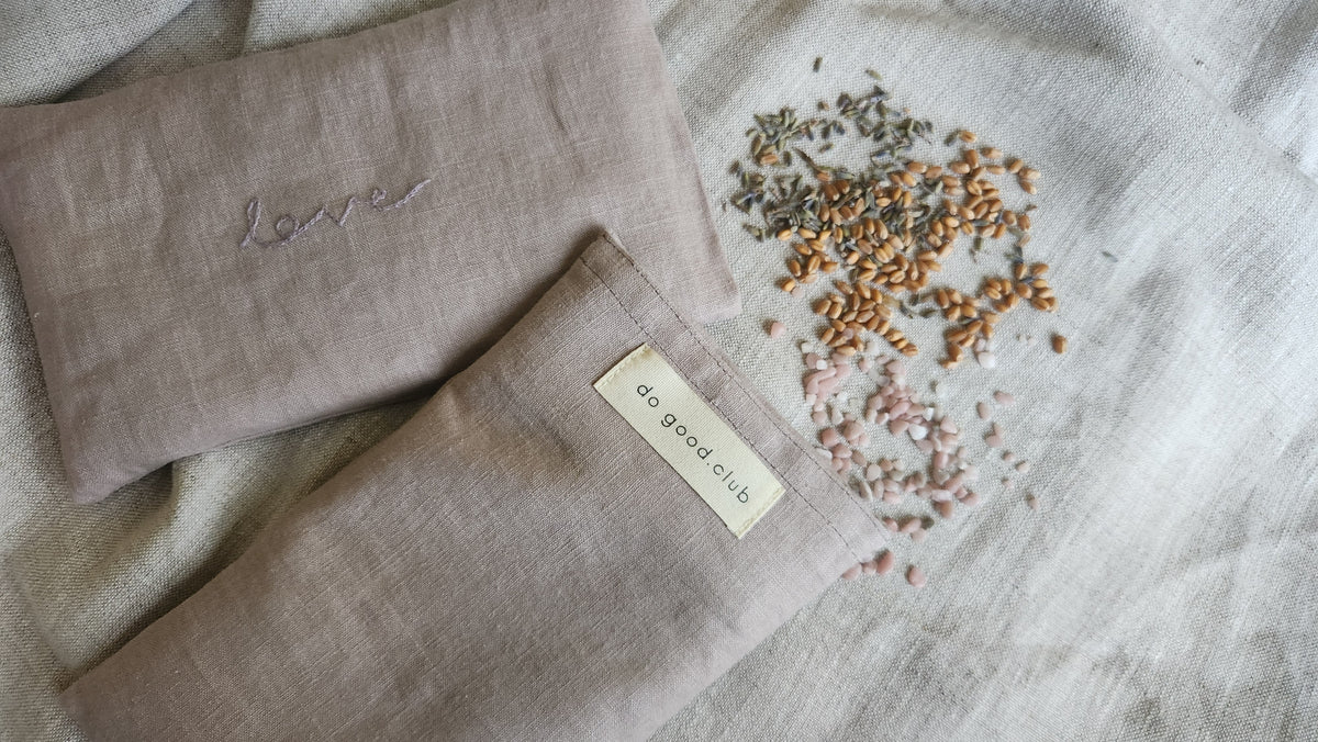 Augenkissen Leinen mit Lavendel & Pink Opal - Love