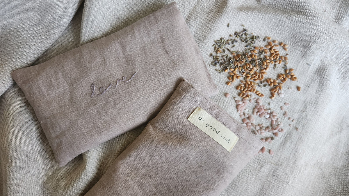 Augenkissen Leinen mit Lavendel & Pink Opal - Love
