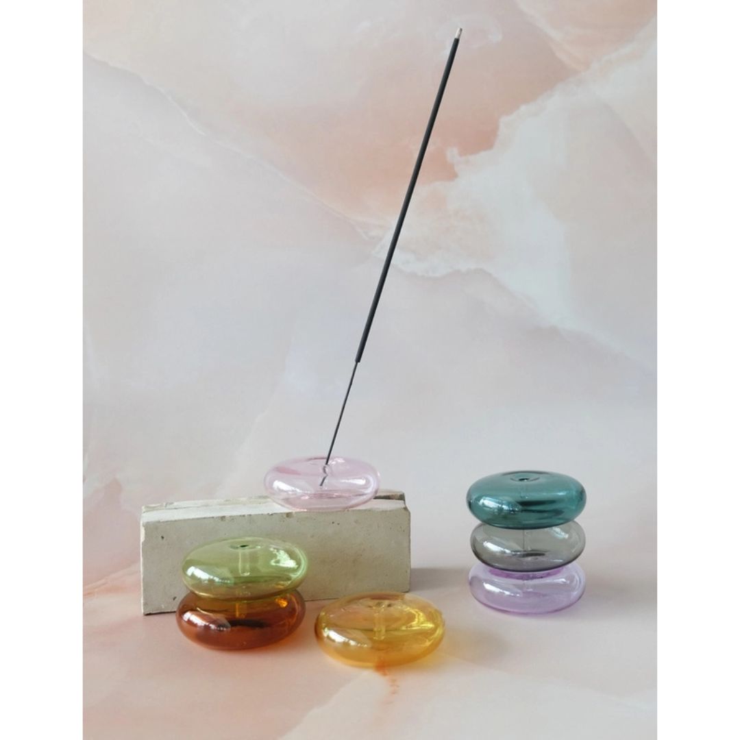 Räucherstäbchenhalter Bubble - mundgeblasenes Glas Teal
