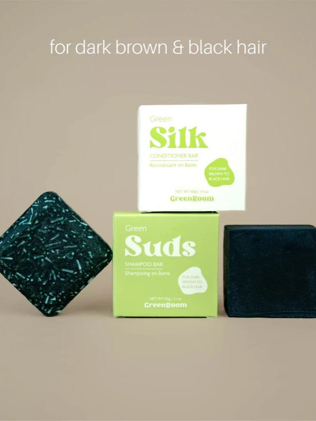 Après-shampoing solide Correction Couleur Vert - Cheveux châtain foncé à noirs